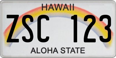 HI license plate ZSC123