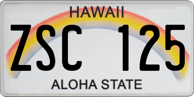 HI license plate ZSC125