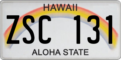 HI license plate ZSC131