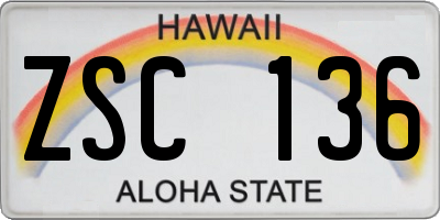 HI license plate ZSC136