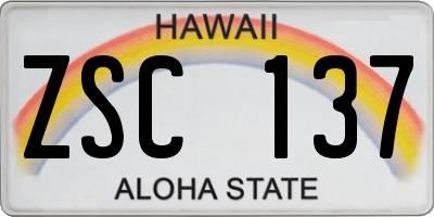 HI license plate ZSC137