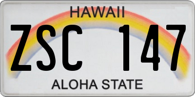 HI license plate ZSC147