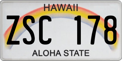 HI license plate ZSC178