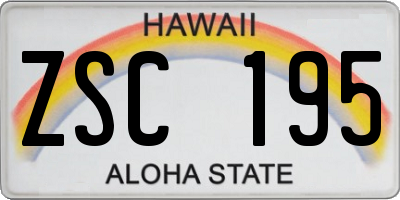 HI license plate ZSC195