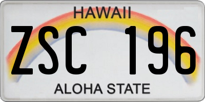 HI license plate ZSC196