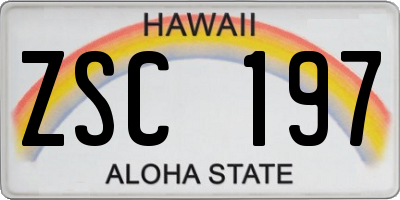 HI license plate ZSC197