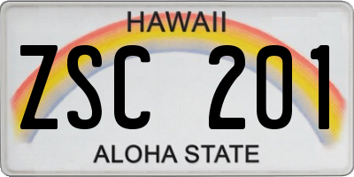 HI license plate ZSC201