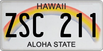 HI license plate ZSC211