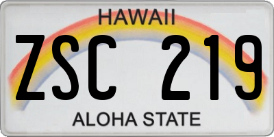 HI license plate ZSC219