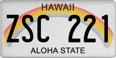 HI license plate ZSC221