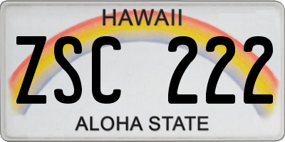 HI license plate ZSC222