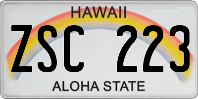 HI license plate ZSC223