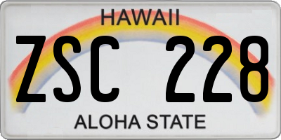 HI license plate ZSC228