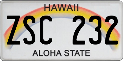 HI license plate ZSC232