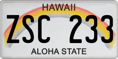 HI license plate ZSC233