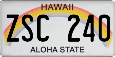 HI license plate ZSC240