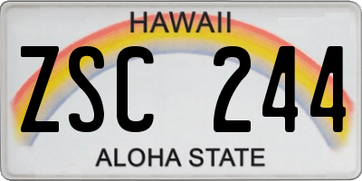 HI license plate ZSC244