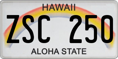 HI license plate ZSC250