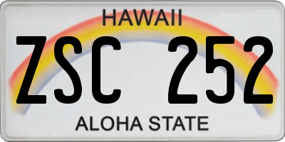 HI license plate ZSC252