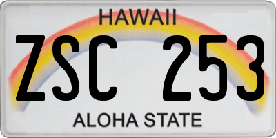 HI license plate ZSC253