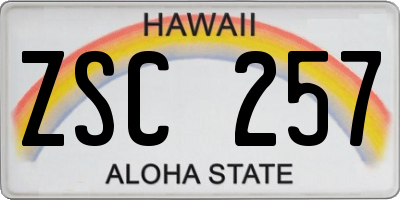 HI license plate ZSC257