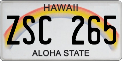 HI license plate ZSC265