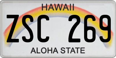 HI license plate ZSC269