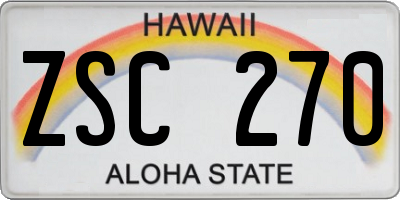HI license plate ZSC270