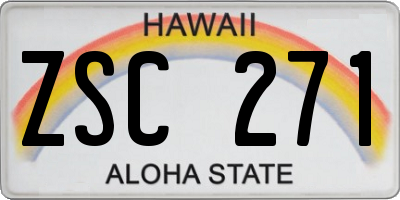 HI license plate ZSC271