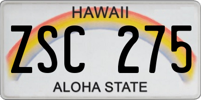 HI license plate ZSC275