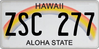 HI license plate ZSC277