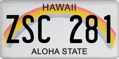 HI license plate ZSC281