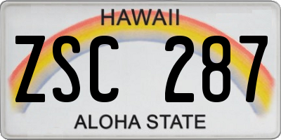 HI license plate ZSC287