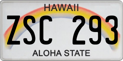 HI license plate ZSC293