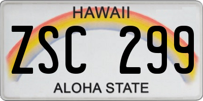 HI license plate ZSC299