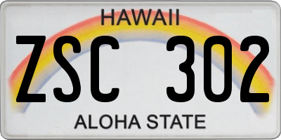 HI license plate ZSC302