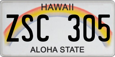 HI license plate ZSC305