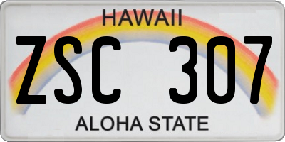 HI license plate ZSC307