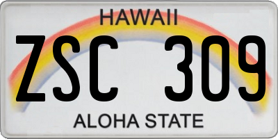 HI license plate ZSC309