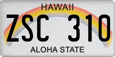 HI license plate ZSC310