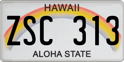 HI license plate ZSC313