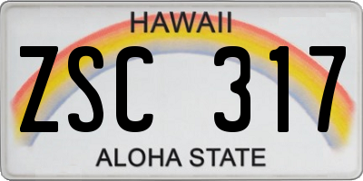HI license plate ZSC317