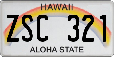HI license plate ZSC321