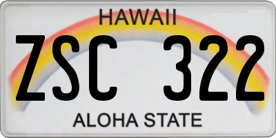 HI license plate ZSC322
