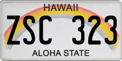 HI license plate ZSC323