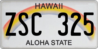 HI license plate ZSC325
