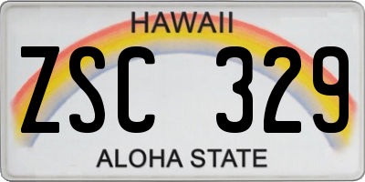 HI license plate ZSC329