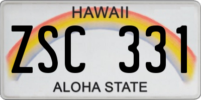 HI license plate ZSC331