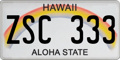 HI license plate ZSC333