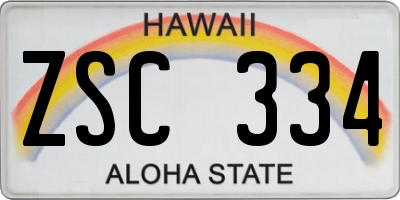 HI license plate ZSC334